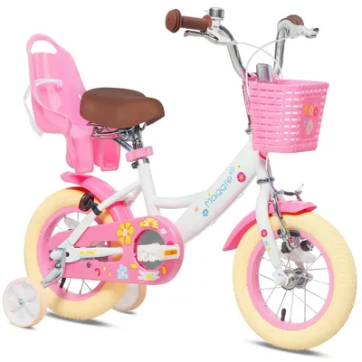 Produktbild von Mädchenfahrrad mit Puppensitz und Stützrädern