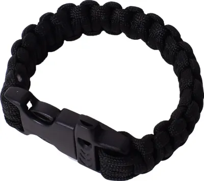 Produktbild von tevenger Paracord Survival Outdoor Armband Steckschließe Pfeife Fallschirmschnur Männer Herren Schmuck Men Bracelet 25cm schwarz
