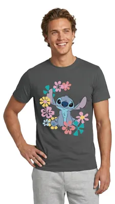 Produktbild von Lilo & Stitch | Stitch Mit Hawaiianischen Blumen Männer T-Shirt, M, Anthrazit