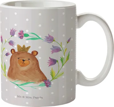 Produktbild von Mr. & Mrs. Panda Trinklernbecher Bär Königin - Grau Pastell - Geschenk, Mutter, Mama, Mutti, Haferl, Kindertasse, Mom, Lieblingsmensch, Pott, Plastikbecher, Teddy