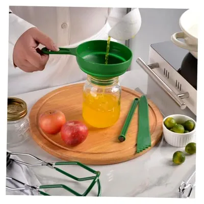 Produktbild von 7-teiliges Multifunktionsset für Einmachwerkzeuge aus Edelstahl mit Marmeladentrichter, hitzebeständigem Glasheber und Dosenöffner für den Haushalt