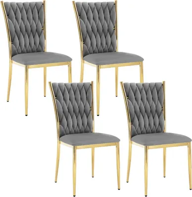 Produktbild von WOLTU Esszimmerstühle, Küchenstühle, modern, hohe Rückenlehne, Metallbeine, Samt : Dunkelgrau 4 Farbe: Dunkelgrau Stückzahl: 4