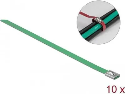 Image de DELOCK Edelstahlkabelbinder L 300 x B 7,9 mm grün 10 Stück