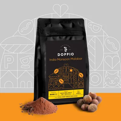 Produktbild von Kaffeebohnen DOPPIO Indien Monsooned Malabar A 220g