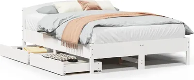 Image de vidaXL Lit en bois massif sans matelas Blanc 120x200 cm pin