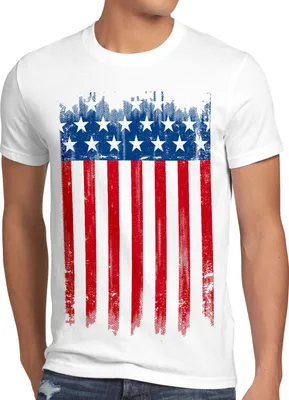 Produktbild von style3 USA Flagge Herren T-Shirt banner vereinigte staaten von amerika us stars stripes, Größe:4XL, Farbe:Weiß