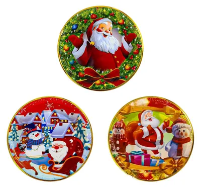 Image de Omgoods - Ensemble de 3 plats de Noël, diamètre de 28,5 cm, pour gâteaux et biscuits