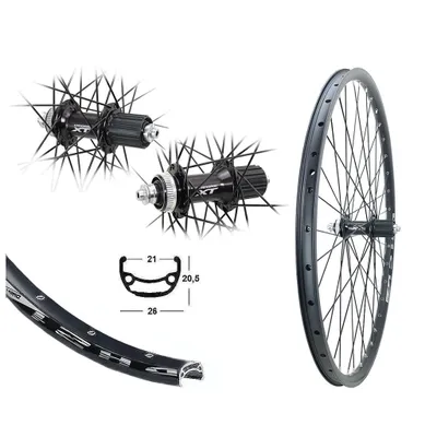 Produktbild von Hinterrad 28 Zoll DH21 Disc schwarz Shimano XT M8000 Centerlock 8-10 fach 21-622
