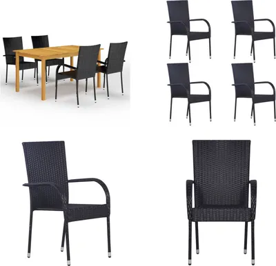 Produktbild von vidaXL 5 tlg. Garten Essgruppe Schwarz - Garten-Essgruppe - Garten-Essgruppen - Gartenmöbel - Gartenmöbel Set
