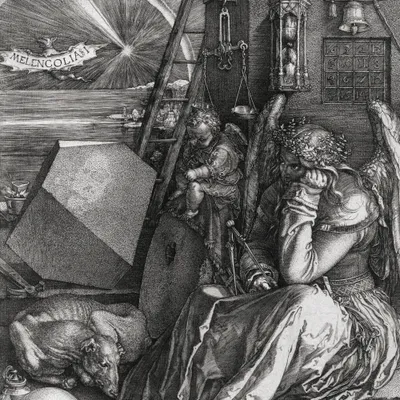 Produktbild von Albrecht Dürer Kunstdruck Bild - Melencolia I, Die Melancholie, 1514, S/W (70 x 70 cm)