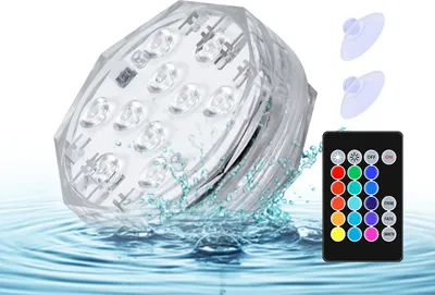 Produktbild von Tauchbare LED-Leuchten mit Fernbedienungen RGB 15 Farben Wasserdichte Teichbeleuchtung Unterwasserbeleuchtung fuer Schwimmbad Whirlpool Party Vase Aquarium