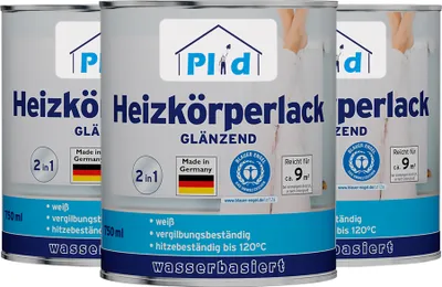 Produktbild von Plid Heizkörperlack 2,25L für ca. 27m² Weiß Glänzend / hitzebeständiger Lack bis 80°