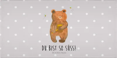 Produktbild von Mr. & Mrs. Panda Flauschtuch Bär Honig - Grau Pastell - Geschenk, Handtuch, 50x100, Frotteehandtuch, Teddy, Verliebte, gesichtshandtuch, Liebe, Freund