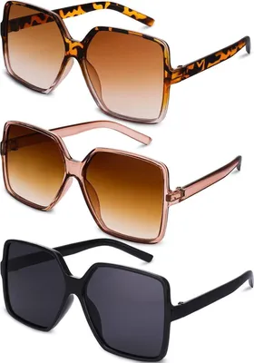 Image de lot de 3 grandes lunettes de soleil rétro UV400 carré mode