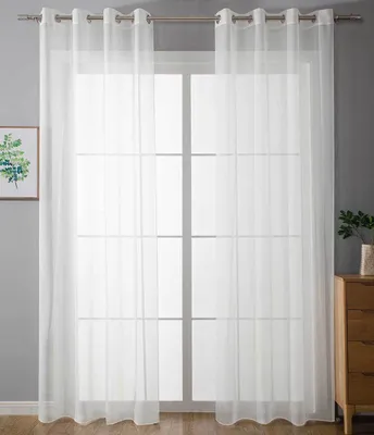 Produktbild von 2er Set Ösenvorhänge Transparent »Uni« Gardine HxB 245x140 cm Weiß Stores Vorhang Ösen Bleibandabschluß Wohnzimmer, 20332-cn2