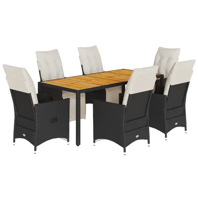 Immagine prodotto di vidaXL set da pranzo da giardino 7 pezzi con cuscini in polirattan nero