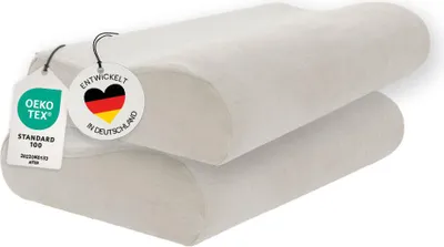 Produktbild von 2er Set Kissenbezüge für Orthopädisches Nackenkissen BEIGE/OFFWHITE, 30 x 60 cm, weich & hautfreundlich, verdeckter Reißverschluss, CASIMUM