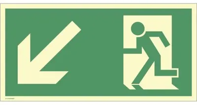 Produktbild von Dreifke® Schild Rettungsweg links abwärts, Alu, langnachleuchtend, 160-mcd, 4...