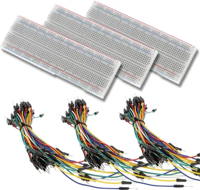 Produktbild von 3* 830P Breadboard und 3* 65 Stk. M/M Kabel