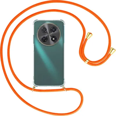 Produktbild von Handykette Backcover-Schutzhülle mit Band (Metall goldfarben) für Huawei nova 12i - neonorange