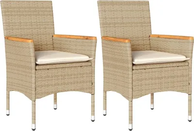 Produktbild von Gartenstühle mit Kissen 2 Stk. Beige Poly Rattan