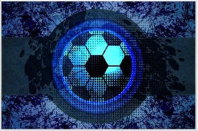 Produktbild von Wallario Wandbild Fußball Design - Abstraktes Muster in blau, Größe: 61 x 91,50 cm, Poster mit weißem Aluminiumrahmen