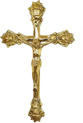 Produktbild von Wandkreuz  aus Messing Kreuz zum Aufhängen Jesus-Christus Kruzifix 32cm