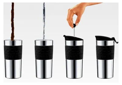 Produktbild von Reisepresskanne, 0,35 l, Edelstahl