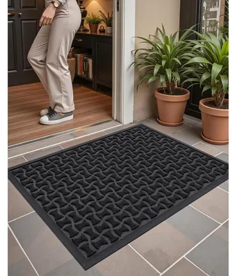 Obrázek produktu pro Podlahová rohož do interiéru i exteriéru, šedá, 61x92 cm, protiskluzová, omyvatelná, odolná povětrnostním vlivům, zachycující nečistoty