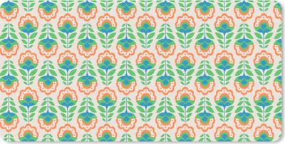 Produktbild von MuchoWow® Mauspad Mousepad Retro - Blumen - Design - Grün - Orange 60x30 cm - Mousepads - Maus Mat - Pad - Mausunterlage - Nachhaltig