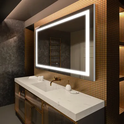 Produktbild von Artforma Badspiegel 130x90 cm - mit LED Beleuchtung - LED Farbe Kaltweiß 7000K - Individuell Nach Maß - Beleuchtet Wandspiegel Lichtspiegel Badezimmerspiegel | Lichtschalter: Touch Schalter |LED015