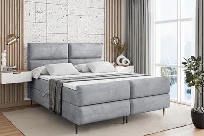 Produktbild von ALTDECOR Boxspringbett mit Schwarz Füßen, Matratze und Lattenrost, Topper, Fußteil, Polsterbett mit Bettkasten, Bett mit Stauraum H3-Matratze, Doppelbett - BOXI3-FC-Z - 160x200 - Grau Monolith