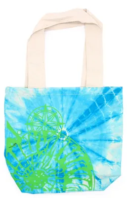 Imagen del producto de Bolsas de Algodón "Tie Dye" (170g) - 38x42x12cm - Concha Marina - Azul y verde - Asa Verde