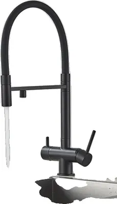 Immagine prodotto di Miscelatore da cucina, bocca estraibile a 360°, miscelatore acqua calda/fredda, nero