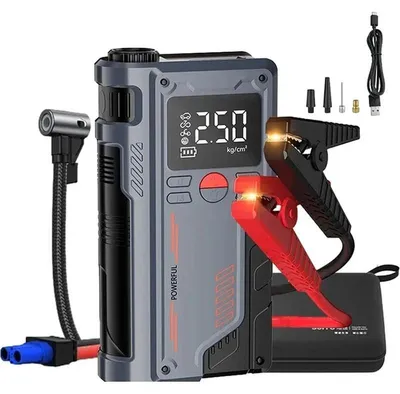 Obrázok produktu pre Štartovacia súprava pre auto – 4 v 1: powerbank naštartovanie, 1000A štartovací prúd, kompresor 150 PSI, 8000 mAh, prenosná – čierna