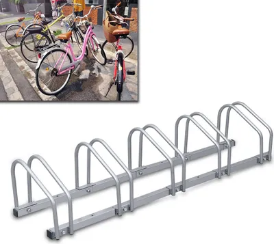 Obrázok produktu pre Izrielar stojan na bicykle, viacnásobný stojan v rôznych veľkostiach strieborný 5 bicyklov