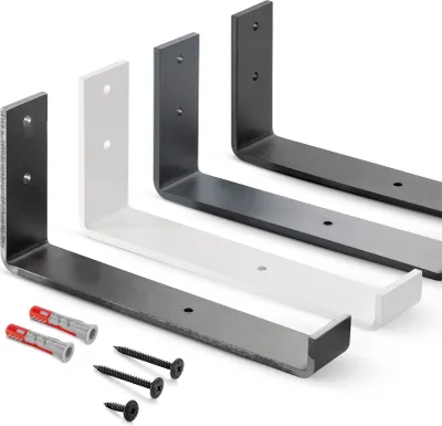 Produktbild von HOLZBRINK Metall Regalträger Regalhalter für Wandregal, Wandhalterung 250mm, Rohstahl mit Klarlack, 1 Stück, HLR-J-250-0000