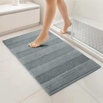 Zdjęcie produktu dla Mata łazienkowa Dariana Touch, 100% bawełna, 50 x 80 cm, kolor chłodny szary – antypoślizgowa mata łazienkowa