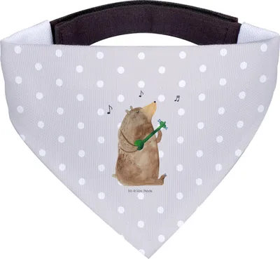 Produktbild von Mr. & Mrs. Panda Tuch Bär Gitarre - Grau Pastell - Geschenk, Hundehalstuch, Hunde Halstuch, Teddy, Für, Hund