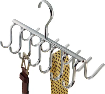 Productafbeelding van Stropdassenhouder van verchroomd metaal met 14 haken - Zilverkleurig 25,4 x 12,1 x 15,2 cm
