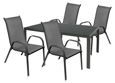 Produktbild von Gartengarnitur Gartenmöbel 5tlg 160x90cm Non-Wood Tisch Stapelstuhl