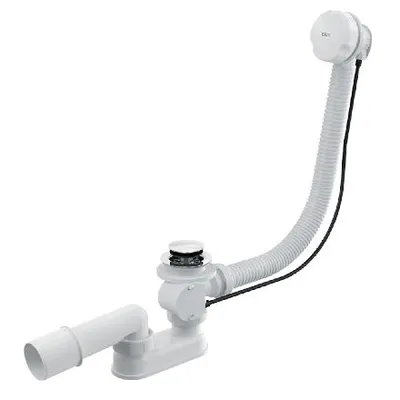 Image de Ensemble d'évacuation Alcadrain - Ensemble d'évacuation et de trop-plein pour baignoire, longueur 800 mm, blanc/chrome A51B-80