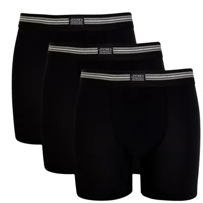 Image de Boxers Jockey pour homme, lot de 3 - Boxers en coton stretch, noir, taille S