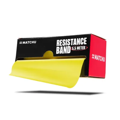 Produktbild von Matchu Sports Widerstandsband Rolle 5,5 Meter - Extra Leicht Gelb - Resistance Band Fitnessband Trainingsband