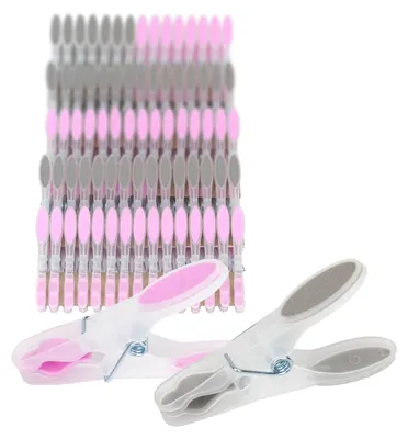 Productafbeelding van Relaxdays wasknijpers, set van 75, met zachte grip, wasknijpers zonder afdrukken, antislip, extra sterke wasknijpers, grijs/roze