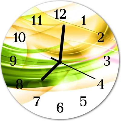 Produktbild von Glasuhr Wanduhr Küchenuhr Echt-Glas 30fi cm Abstraktes grün gelb