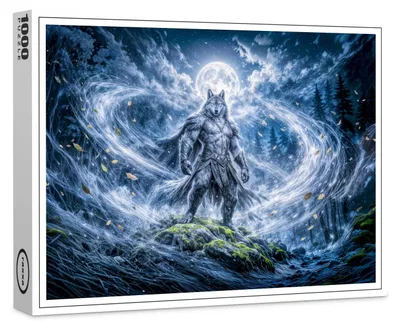 Image de Puzzle haut de gamme Raxxa « Loup-garou fantastique en pleine action sous un clair de lune dramatique », 1 000 pièces