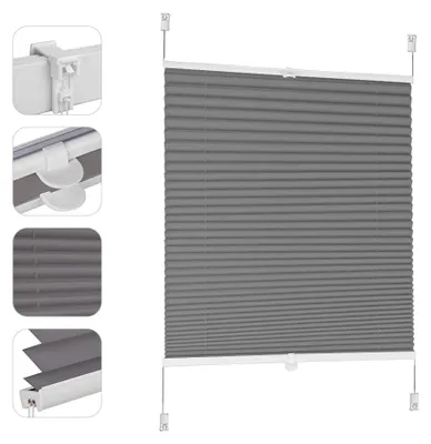 Produktbild von Sekey Plissee ohne Bohren Verdunkelung, Fenster Plissee Klemmfix Jalousie 70 cm