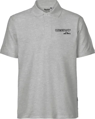 Produktbild von Huuraa Herren Polo Shirt Feuerwehrfrau mit Herz 3XL Sport Grey Bio Baumwolle Fairtrade Poloshirt Geschenkidee