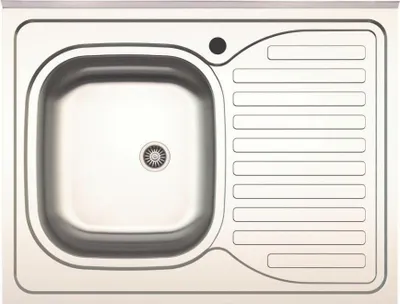 Immagine prodotto di Lavello cucina da appoggio 80x60 una vasca con gocciolatoio destro inox SA30DX